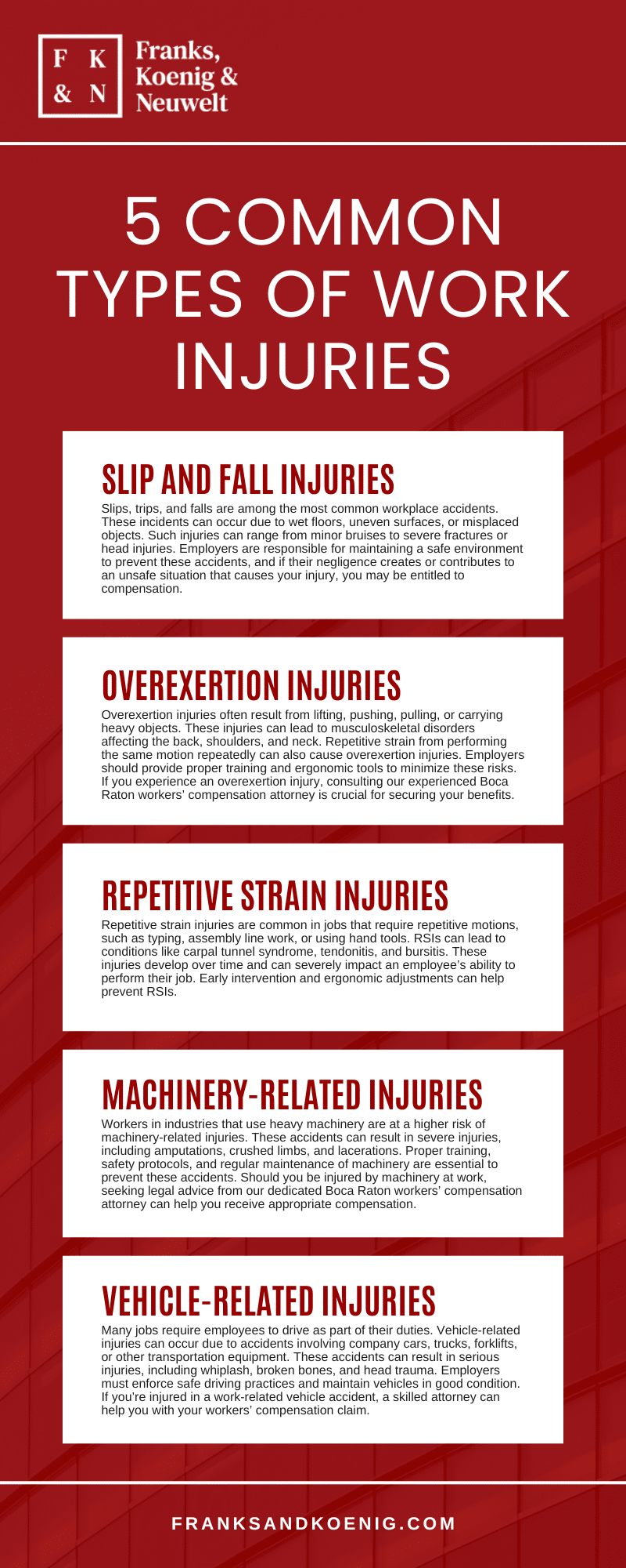 5 Common Types Of Work Injuries Infographic