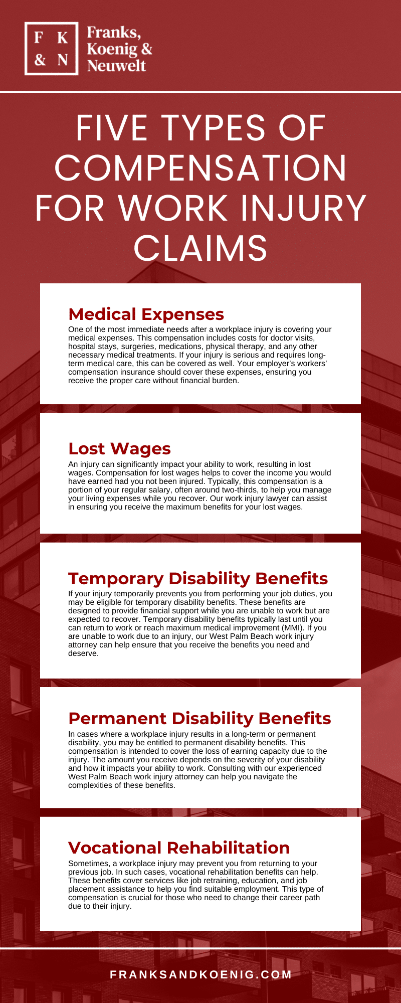 Five Types Of Compensation For Work Injury Claims Infographic